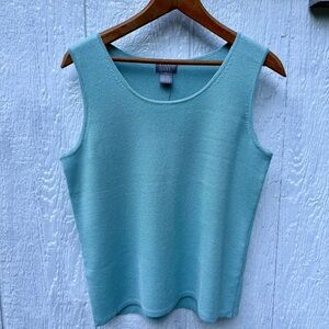 NWT Sigrid Olsen Womens Blue Green Knitted Knit Sweater Pullover Vest Tank Top M